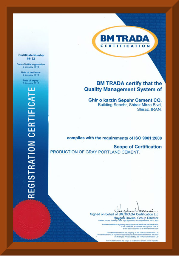 BM TRADA ISO 14001:2004 Certificate